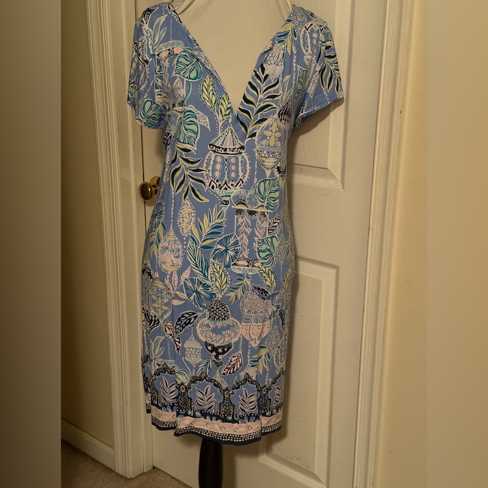 Lilly Pulitzer light blue Floral V-Neck Dress